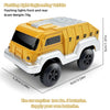 A yellow truck-shaped flashing light engineering vehicle toy with white accents and black tires.