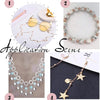 Four images showing various DIY jewelry projects including gold-toned sunglasses, beaded bracelets, and sterling silver neckl