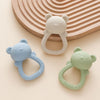 Bear-Shaped Silicone Baby Teether with Rattle Handle