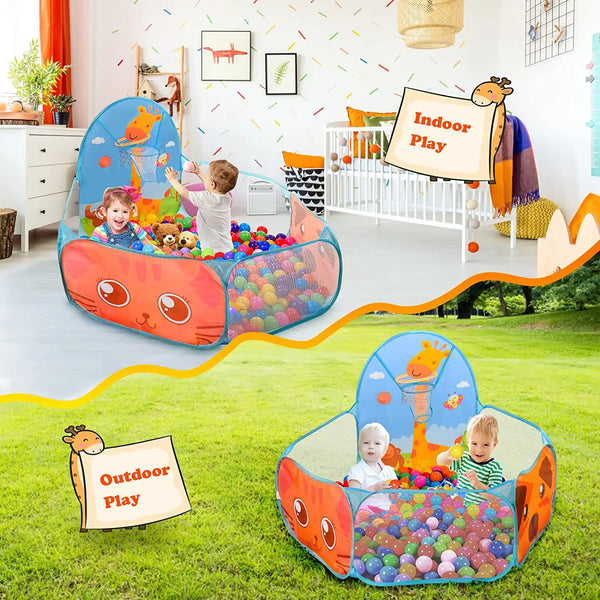 Kids' Foldable Ball Pit Play Tent with Storage Basket