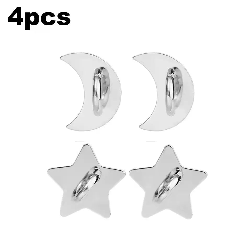 Four silver decorative phone charm hooks with adhesive backing