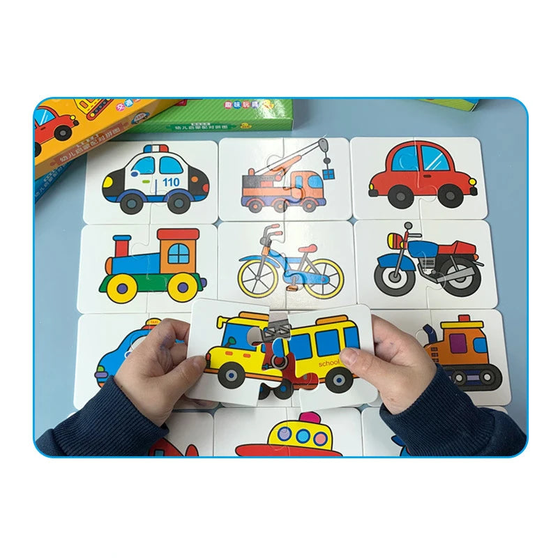 Toddler Animal & Fruit Puzzle Cards with Truck Matching Game
