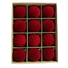 Set of 12 Velvet Flocked Christmas Tree Ornaments in Green