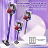 A set of disassembly design free cleaning combination vacuum cleaners with detachable designs and purple handles.