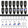 A collection of sparkling crystal flatback rhinestones for nail art and crafts, showing various sizes and shapes.