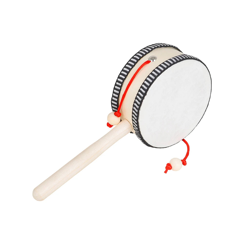 Wooden Hand-Cranked Rattle Drum for Early Music Education