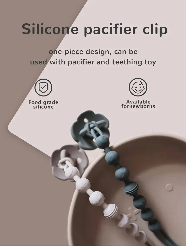 Silicone Baby Pacifier Clip with Teether