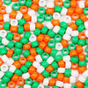 A close-up view of various multicolor pony beads in shapes and colors for jewelry making
