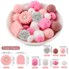 Silicone Focal Beads Set with Flower & Leaf Shapes for Jewelry Making