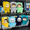 A blind box collectible featuring plush figures of Jujutsu Kaisen characters, including Gojo Satoru and others.