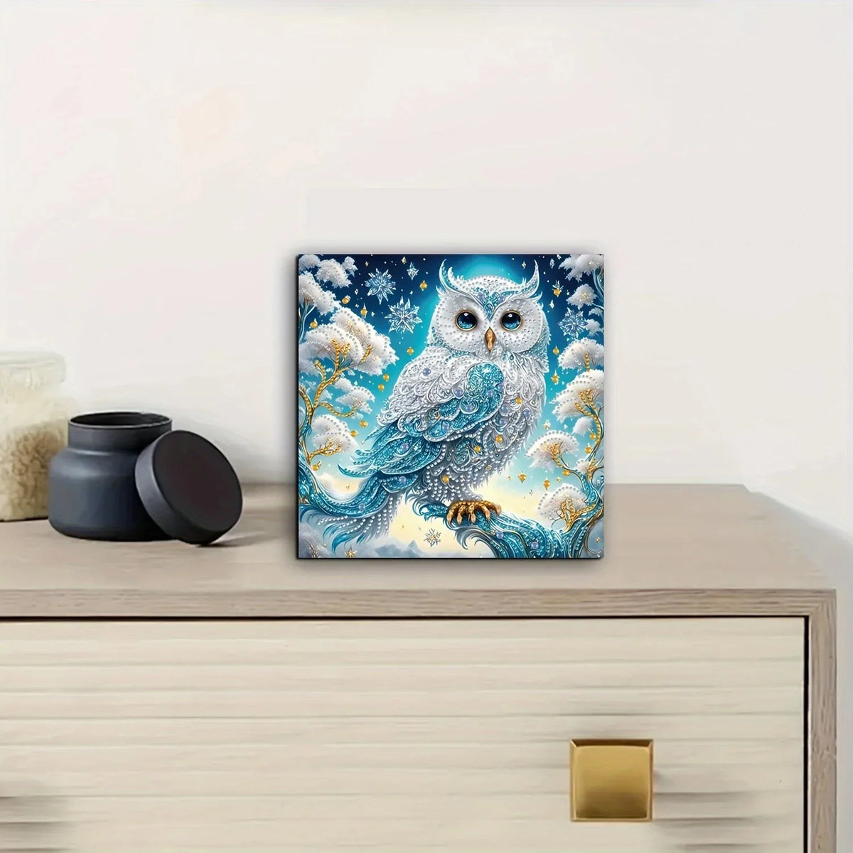 5D Owl Diamond Painting Kit with Tree Branch Design