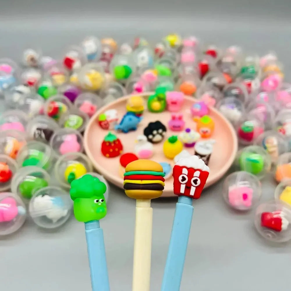 A collection of colorful transparent plastic eggshell party favors in various shades and shapes.