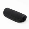 Black neoprene luggage handle cover with a cushioned grip.