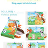 A set of forest animals soft touch and feel baby books featuring frogs, horses, birds, raccoons, and monkeys.