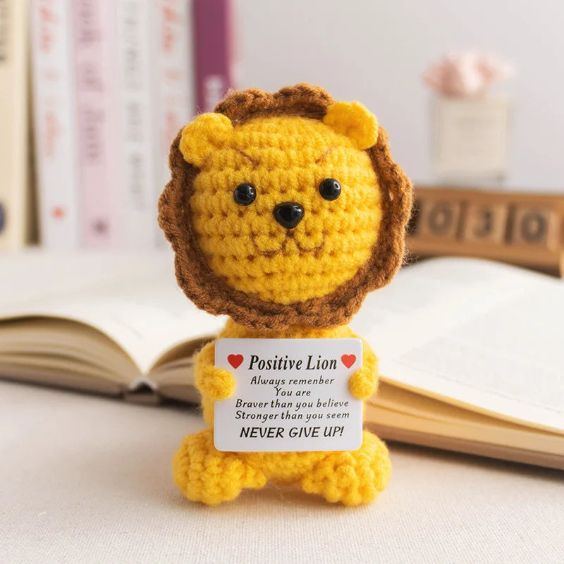 Handmade Crochet Lion Doll with Card