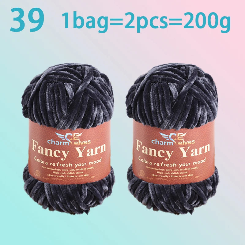 Chenille Velvet Yarn 2-Pack – Soft & Warm for Knitting and Crochet