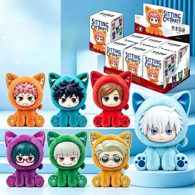 A collection of Jujutsu Kaisen themed animal figures in various colors and poses.
