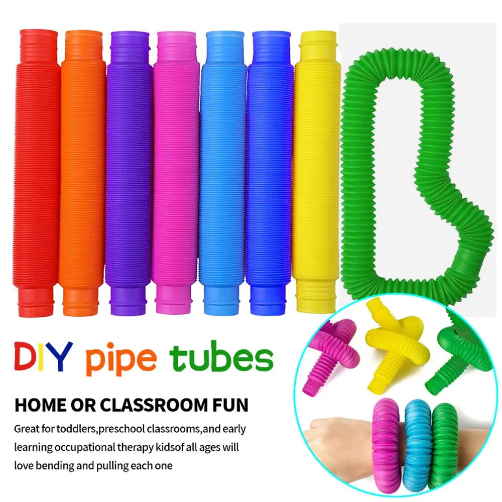 Colorful Telescopic Pop Tubes Sensory Toy Set (8 Pieces)