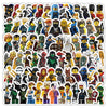 A collection of cartoon ninja stickers featuring various characters and themes for kids
