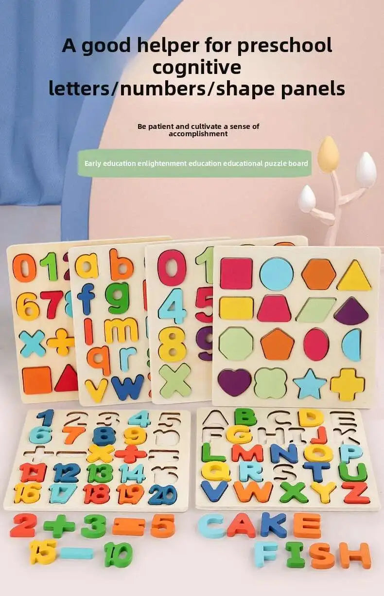 Wooden Montessori Number Puzzle & Sorting Toy
