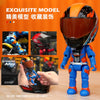 A detailed miniature collectible of an Alloy motorcycle helmet in blue and orange colors.