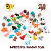 A collection of 24 to 52 random style poseable 3D printed animal figurine toys in various colors and shapes.