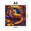 A detailed illustration of an orange fox surrounded by vibrant flowers and foliage, suitable for a wooden jigsaw puzzle.