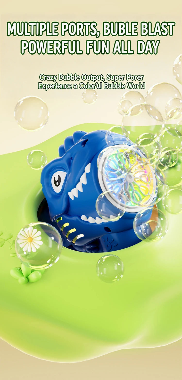 Dinosaur Bubble Gun for Kids – Auto Blower with Refillable Liquid