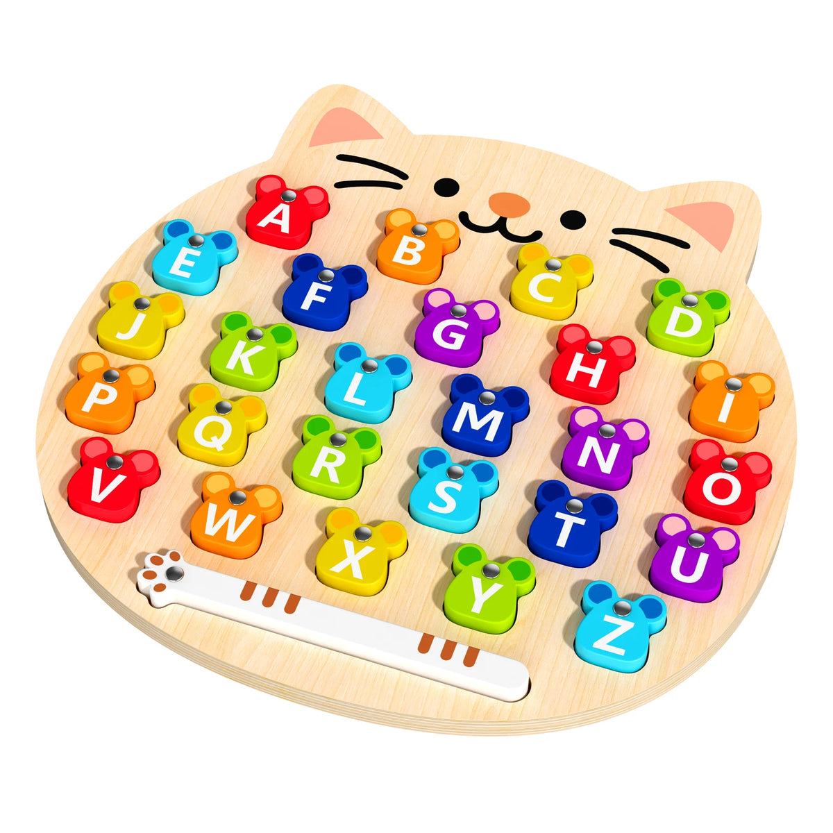 Wooden Cat & Mouse Letter Puzzle – Fun Alphabet Learning Toy for Kids
