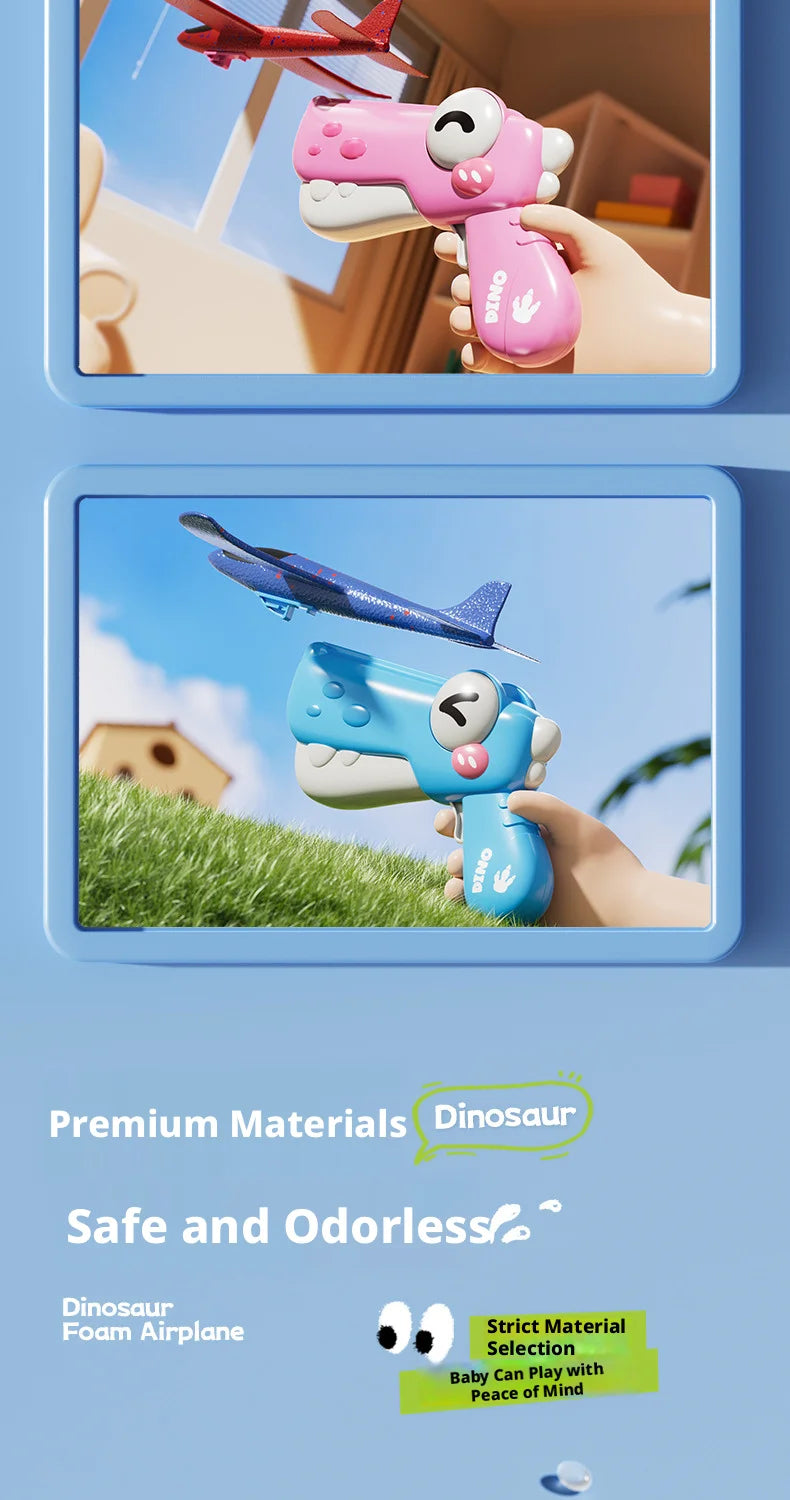 Dinosaur Foam Airplane Launcher Toy