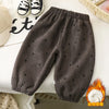 Dark gray corduroy toddler overalls featuring small heart embroidery