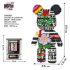 A building block kit shaped like a panda bear with colorful features and black and white patterns.