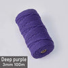 A spool of deep purple 3mm cotton macrame cord measuring 100 meters.