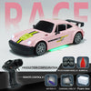 Pink high-speed RC drift car with black accents and racing features shown next to its components.