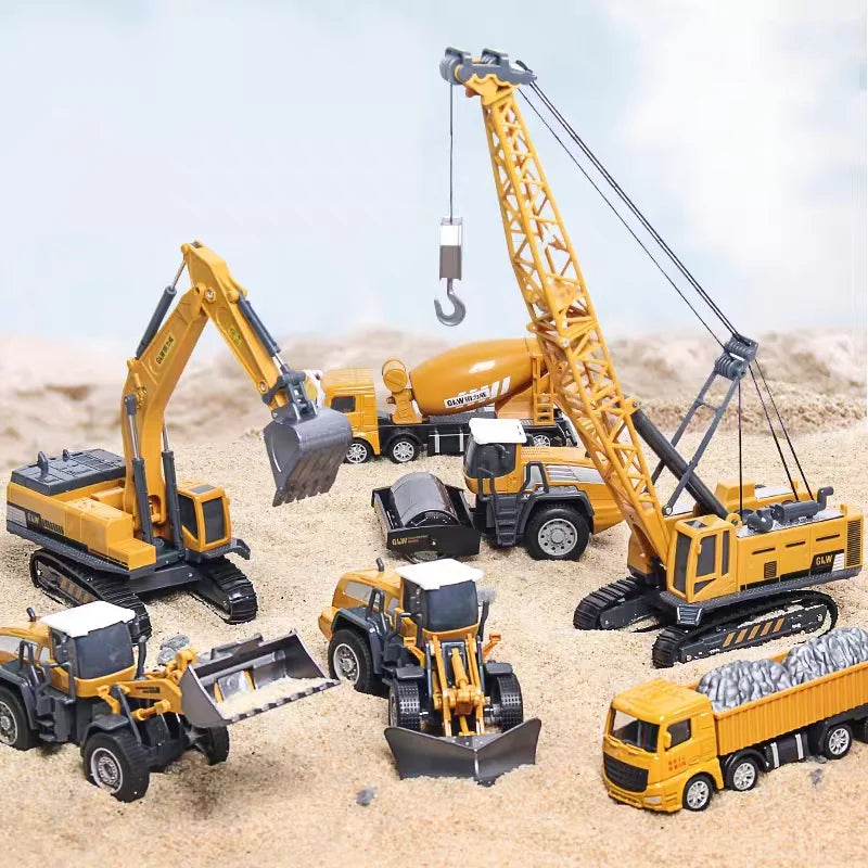 Diecast Engineering Vehicle Set for Kids - 4-Piece Construction Toy Collection