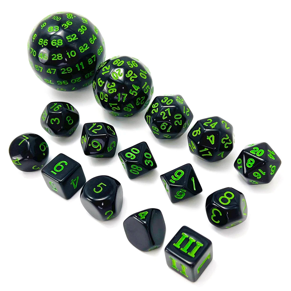 15-Piece Polyhedral Acrylic Dice Set for RPGs & Tabletop Games