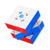 A professional 3x3 magnetic puzzle cube with white and blue magnetic pieces, shown at an angle.