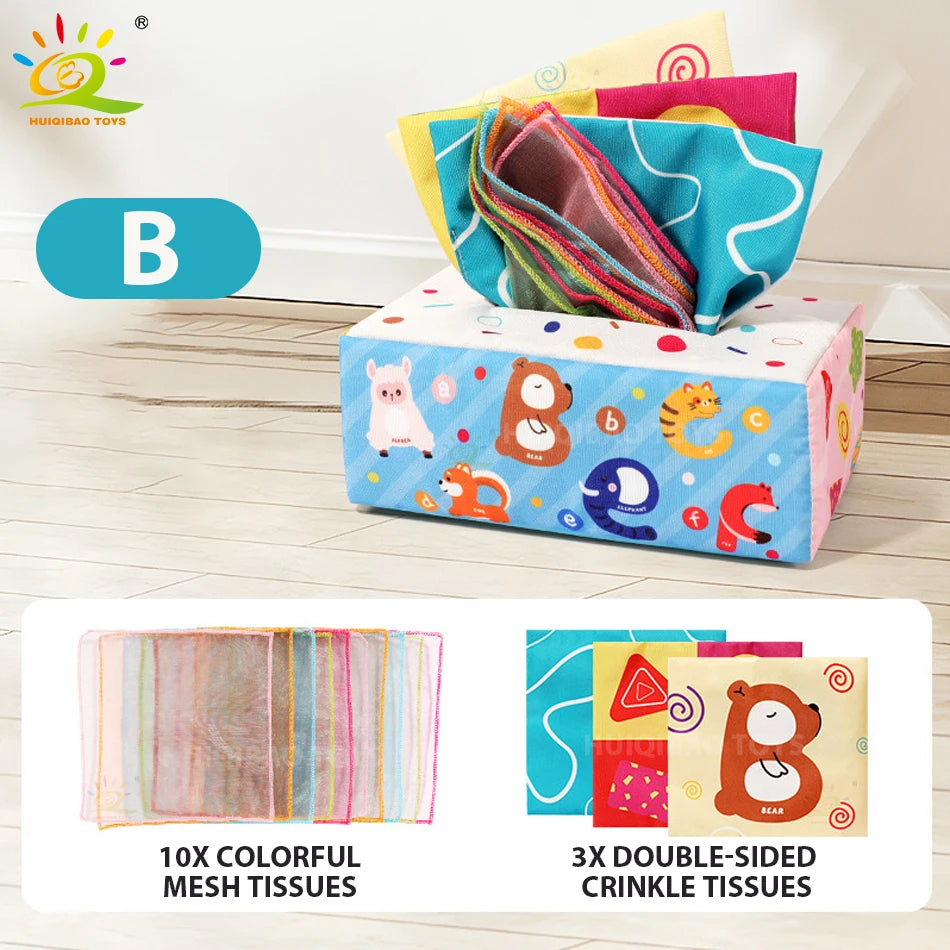 Soft Fabric Pull-and-Play Tissue Box Toy for Babies