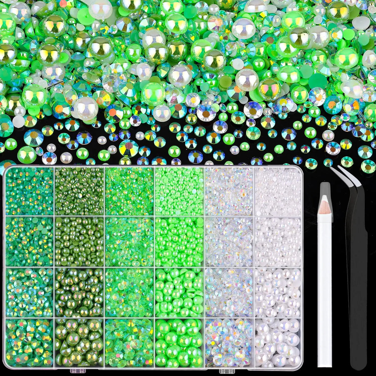 Flatback Pearls and Rhinestones Craft Kit – 14,000 Pieces, Mixed Sizes & Colors