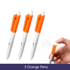 Three orange squirt water spray pens shown against a white background.