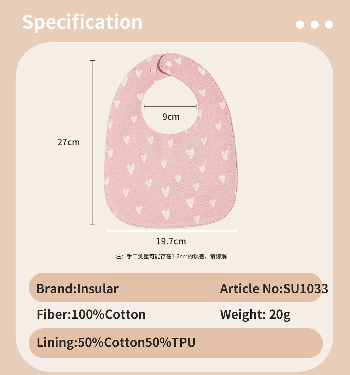 Soft Cotton Waterproof Baby Bibs (3-Pack, U-Shaped Design)