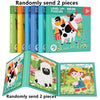 A set of Level Up puzzles featuring animals, fruit, and traffic, packaged in colorful cardboard boxes.