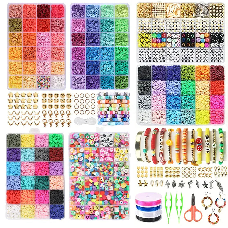 Rainbow Polymer Clay Bead Kit for DIY Jewelry Making