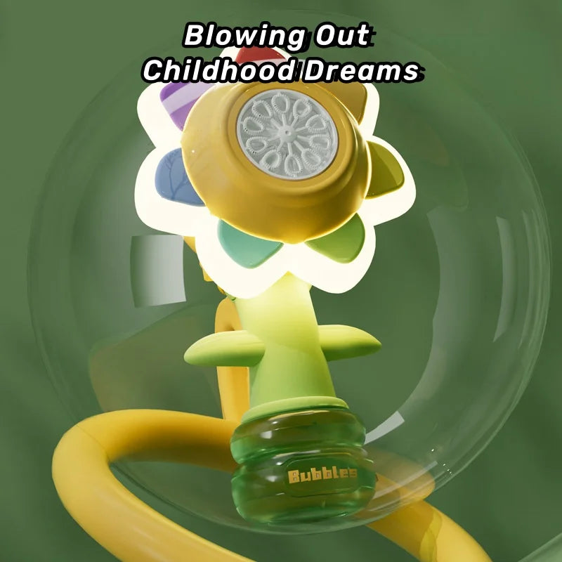 Sunflower Bubble Machine with Lights and Auto Shake for Kids