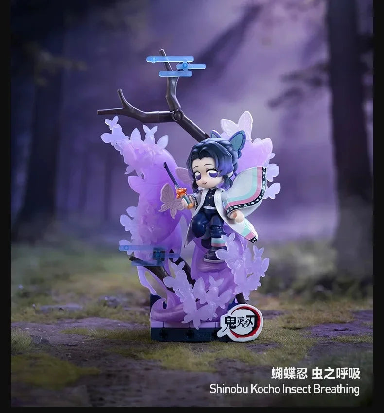 A collectible blind box figure of Shinobu Kocho Insect Breathing in a purple and white theme.