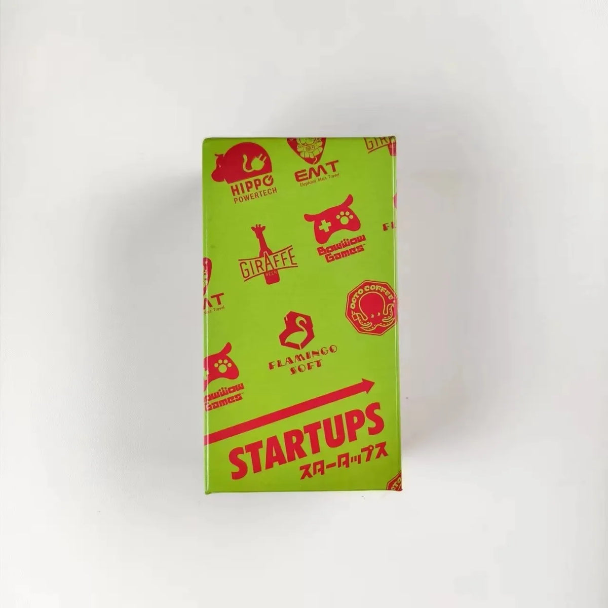 A green box featuring various startup-themed icons and the word STARTUPS on the front.