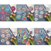 A collection of colorful DIY diamond art coasters featuring various animal designs and floral patterns.