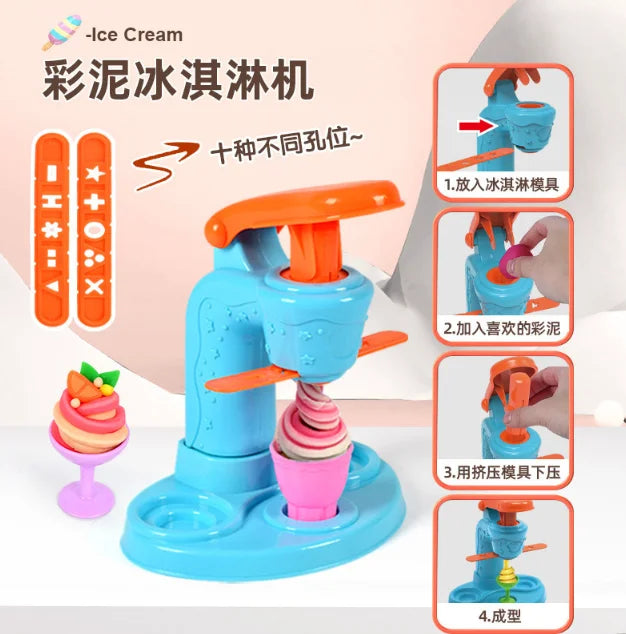 3-in-1 Clay Playset - Cake, Ice Cream & Noodle Maker for Kids