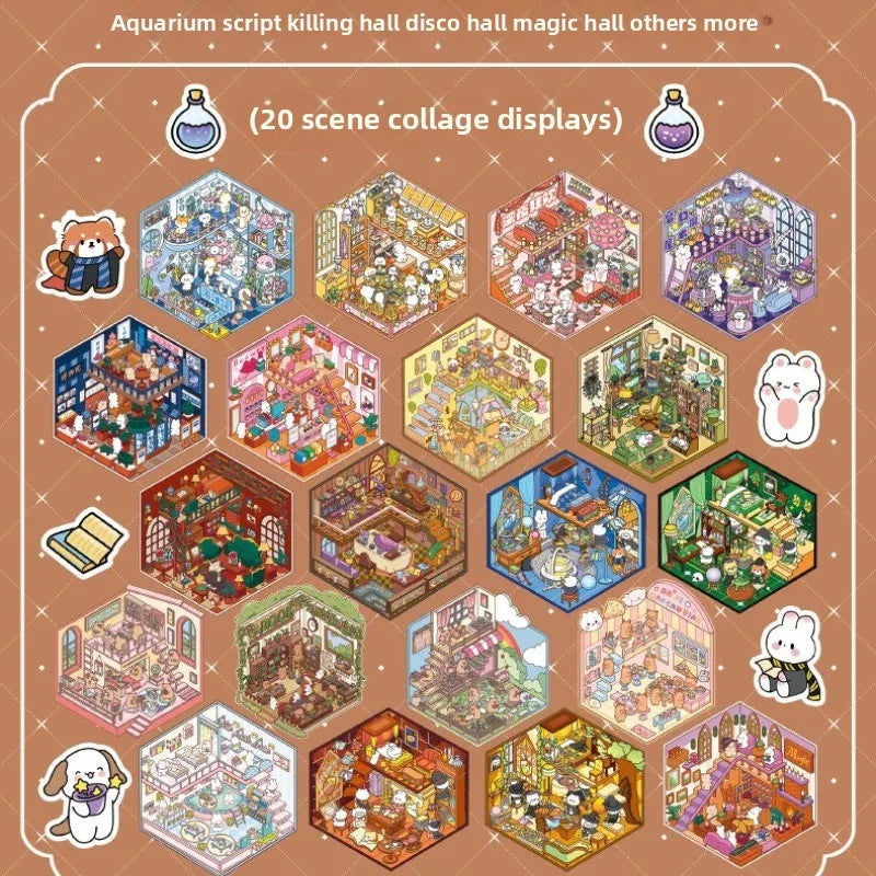 3D Landscape Sticker Collection Book for Scrapbooking & Journaling