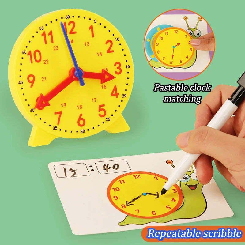 Montessori Wooden Clock Toy for Kids Learning Time